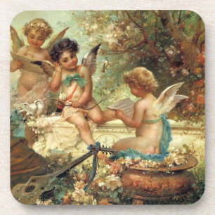 Porta-copo Anjos Músicos por Hans Zatzka, Arte Fino Vitoriano