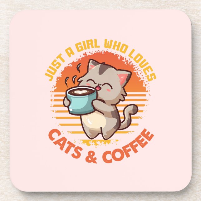 Porta-copo Apenas Uma Menina Que Ama Cats E Café (Frente)