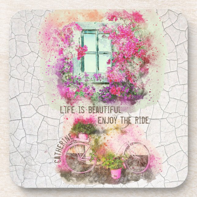 Porta-copo Aproveite o passeio | Bicicleta De Aquarela Com Fl (Frente)