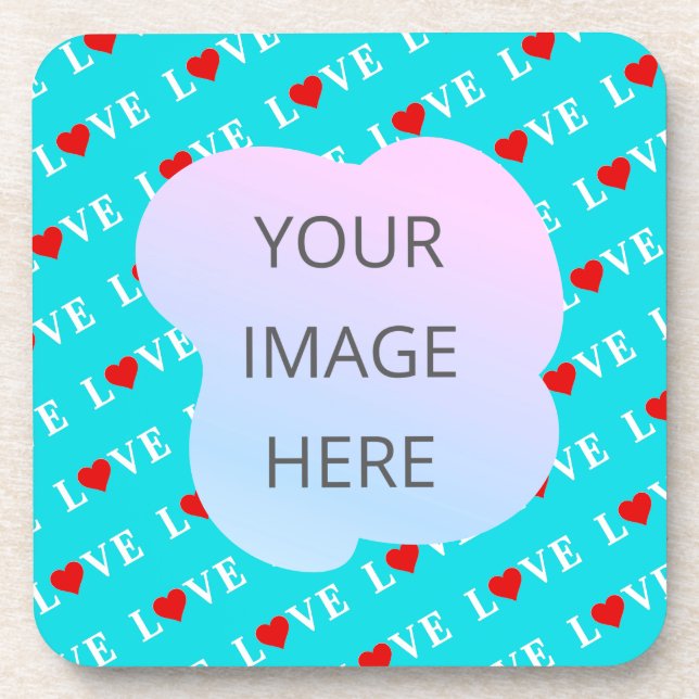 Porta-copo Aqua Blue LOVE Modern Chic (Frente)