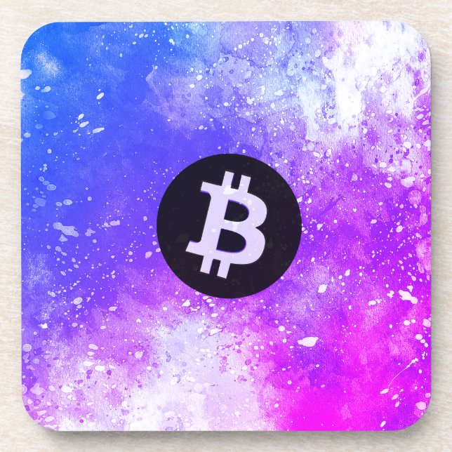 Porta-copo Aquarela Bitcoin (Estilo 2 - Miami) (Frente)