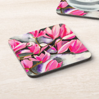 Porta-copo Aquarela de magnólia rosa