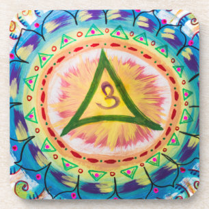 Porta-copo Aquarela Om Mandala Pintada à Mão 