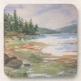 Porta-copo Aquarela Paisagem Paisagem Água Floresta Azul Verd