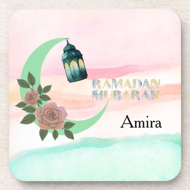 Porta-copo Aquarela Ramadan – Lua Crescente  (Frente)