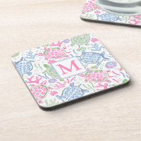 Aquarela Tartartarugas do Mar Monograma Costeiro d