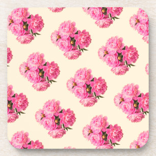 Porta-copo Aquarela Vintage Peônias Rosa Floral Simples Fofo