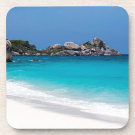 Porta-copo Areia branca semelhante e mar azul-turquesa