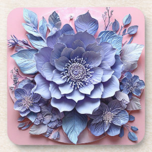 Porta-copo Arranjo de Flores de Papel 3D Elegante em Tom Past
