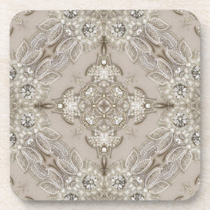 Porta-copo Art Deco Glamorous Vintage Fashion Cinza Beige