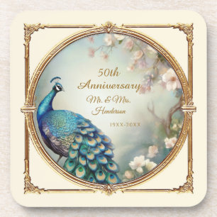 Porta-copo Art Deco Peacock 50º Aniversário do Elegante Flora
