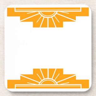 Porta-copo Art Deco Sunburst em Ouro Amarelo