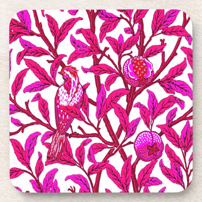 Porta-copo Art Nouveau Bird e Pomegranate, Fuchsia e Violet (Frente)