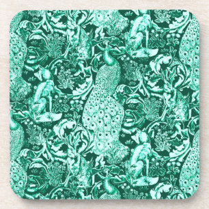 Porta-copo Art Nouveau Peacock Impressão, Turquoise e Aqua