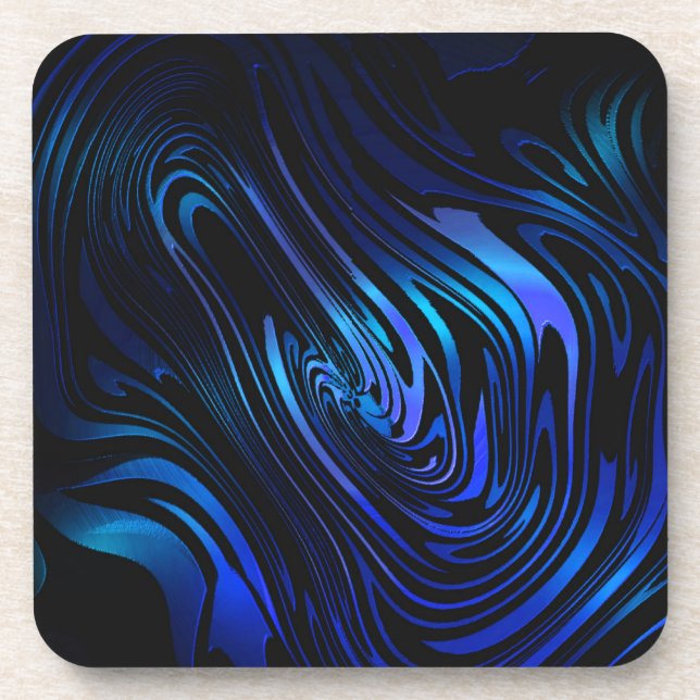 Porta-copo Arte Abstrata de Redemoinho Azul e Preto (Frente)