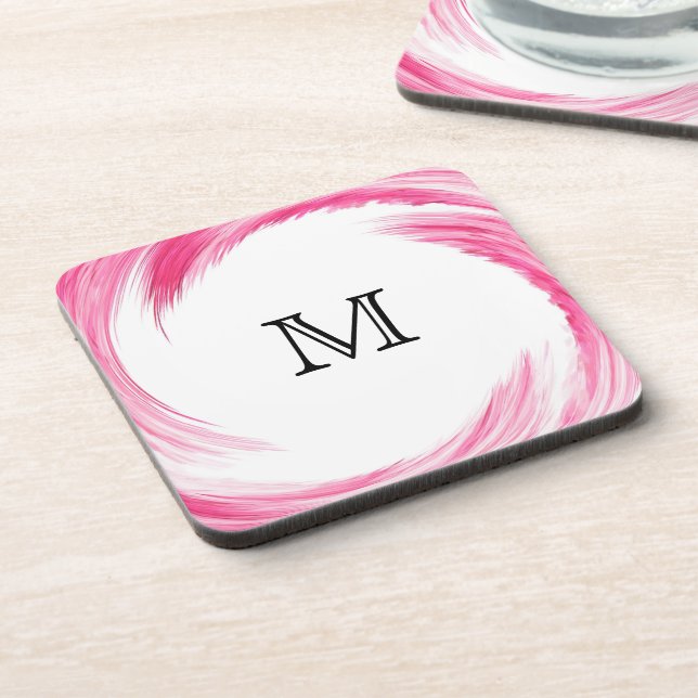 Porta-copo Arte abstrata de redemoinho rosa Monogram (Left Side)