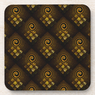 Porta-copo Arte abstrato elegante moderno boho dourado #502