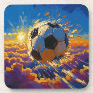 Porta-copo Arte Bola de Futebol Voadora (Óleo No. 2)
