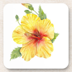 Porta-copo Arte Botânica de Hibiscus Amarelo