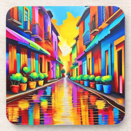 Porta-copo Arte Colorida da Cena de Rua