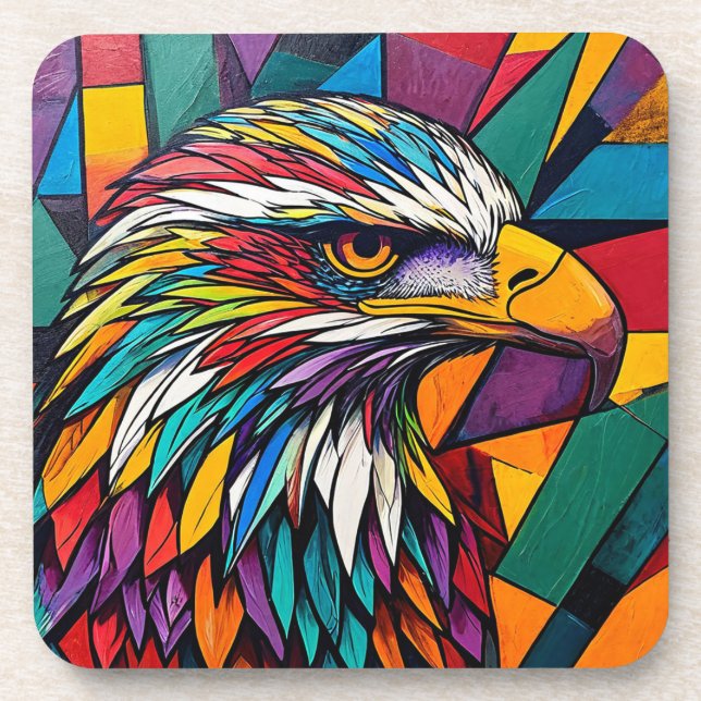 Porta-copo Arte colorida de águia (Frente)
