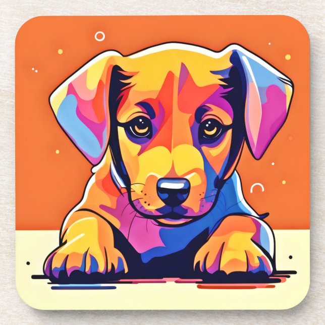 Porta-copo Arte Colorida de Cachorrinho (Frente)