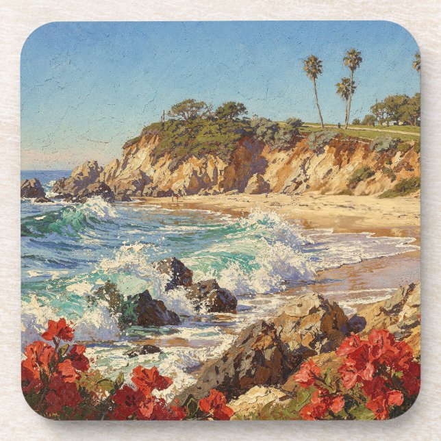 Porta-copo Arte Costeira Impressionista | Praia da Califórnia (Frente)