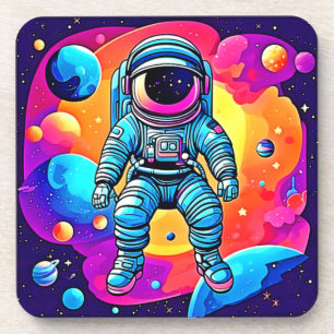 Porta-copo Arte de Cartoon Espacial Vibrante: Sonhos Astronau