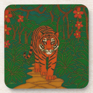 Porta-copo Arte de Cloisonne Tigre no Caminho da Selva