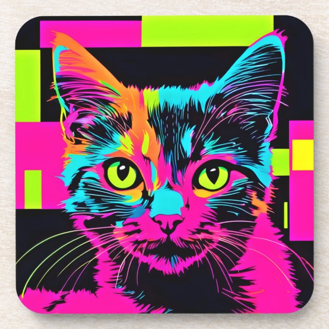 Porta-copo Arte de Gata Cyberpunk (Frente)