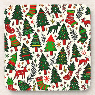 Porta-copo Arte de Impressão com Padrão de Natal Vibrante