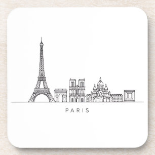Porta-copo Arte de Linha Minimalista da Silhueta de Paris