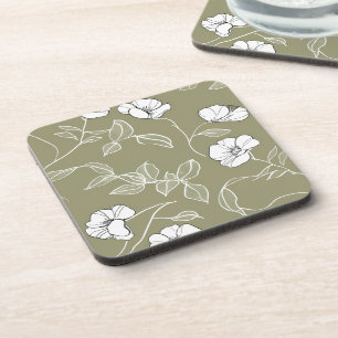 Porta-copo Arte de linha verde oliva simples 