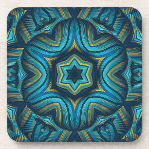 Porta-copo Arte de Mandala Azul e Amarelo Abstrato Impression
