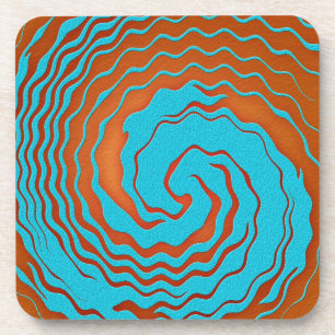 Porta-copo Arte de Onda Abstrata Azul e Laranja
