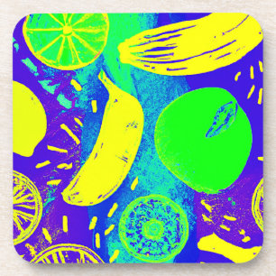 Porta-copo Arte de Padrão de Cor Neon Expressiva do Fruta