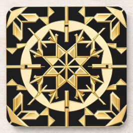 Porta-copo Arte de Padrão Geométrico Dourado Elegante
