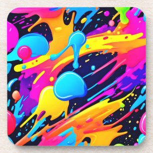 Porta-copo Arte de Pintura com Salpicos de Neon