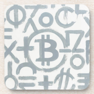 Porta-copo Arte de Rua Bitcoin (Pintura Branca nº 2)