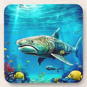 Porta-copo Arte de Tubarão Predador Oceânico