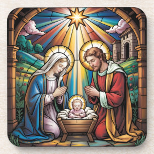 Porta-copo Arte de Vitral da Natividade – Natal da Sagrada Fa