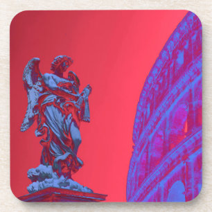 Porta-copo Arte digital azul e vermelha de Colosseum e estát