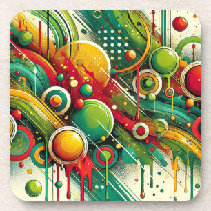 Porta-copo Arte Dinâmica Abstrata com Círculos Coloridos