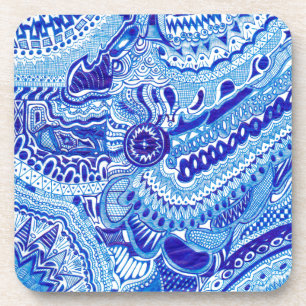 Porta-copo Arte do estilo Royal Blue/White Ming