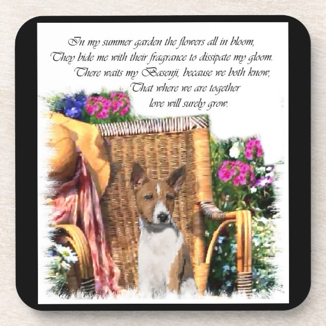 Porta-copo Arte do Jardim de Verão de Basenji (Frente)