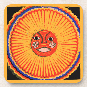 Porta-copo Arte do nativo americano de Huichol, o sol