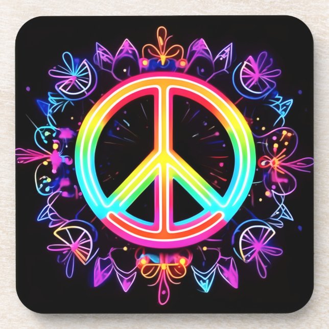 Porta-copo Arte do Símbolo de Paz Arco-Íris (Frente)