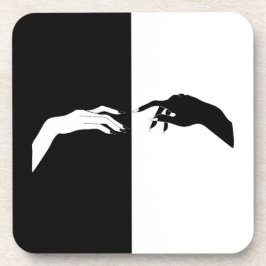 Porta-copo Arte em Linha Moderna Mãos Negras e Brancas