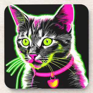 Porta-copo Arte Felina de Gatinho Neon