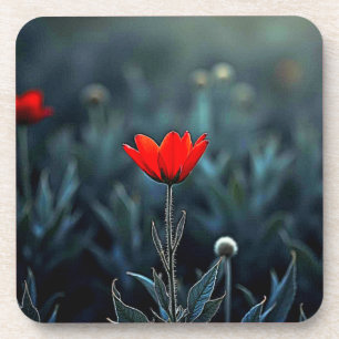 Porta-copo Arte Flor Vermelha Noite Escura Solidão